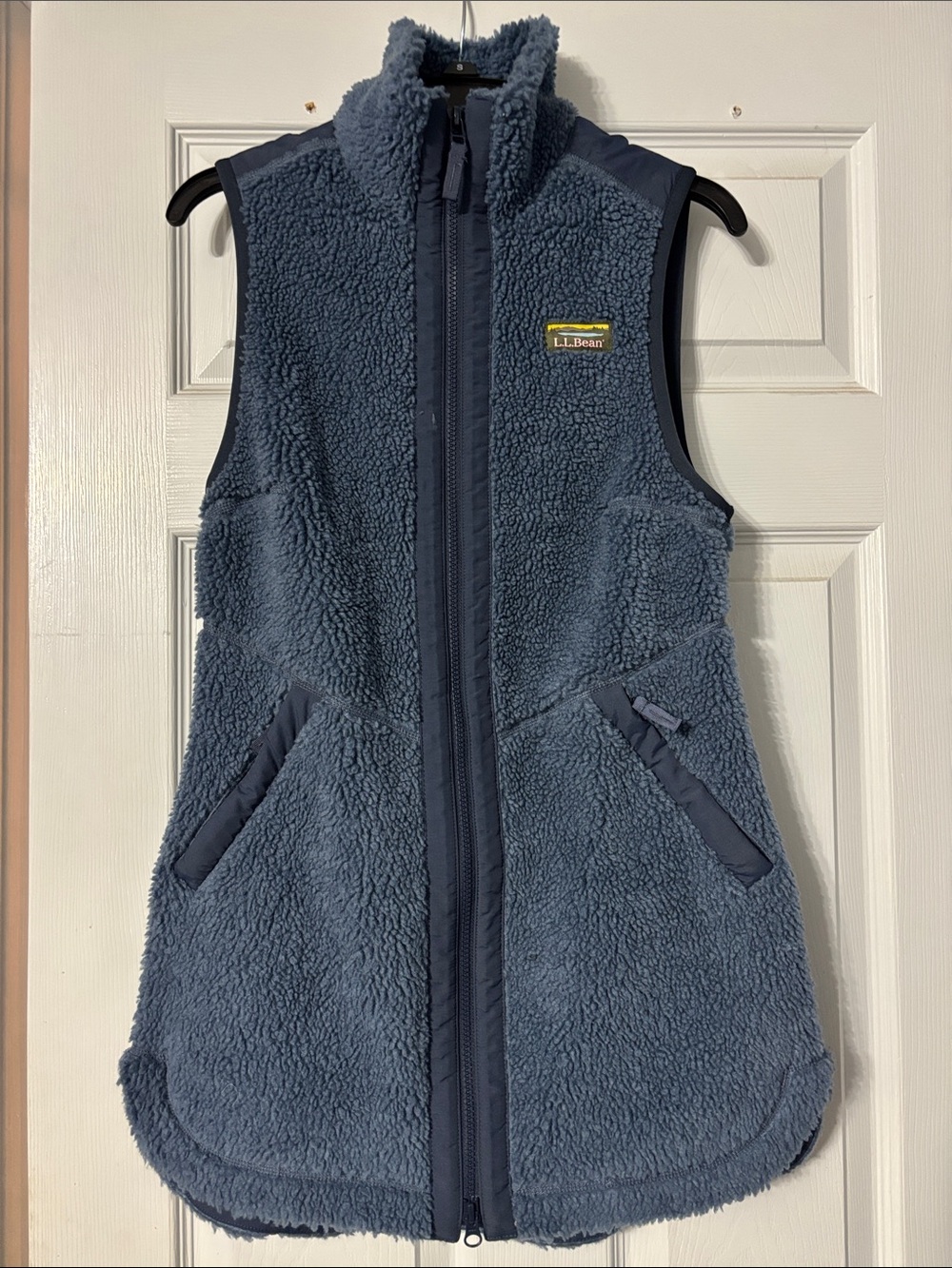 L.L. Bean Sherpa Fleece Longline Full-Zip Vest in Blue Size XS
